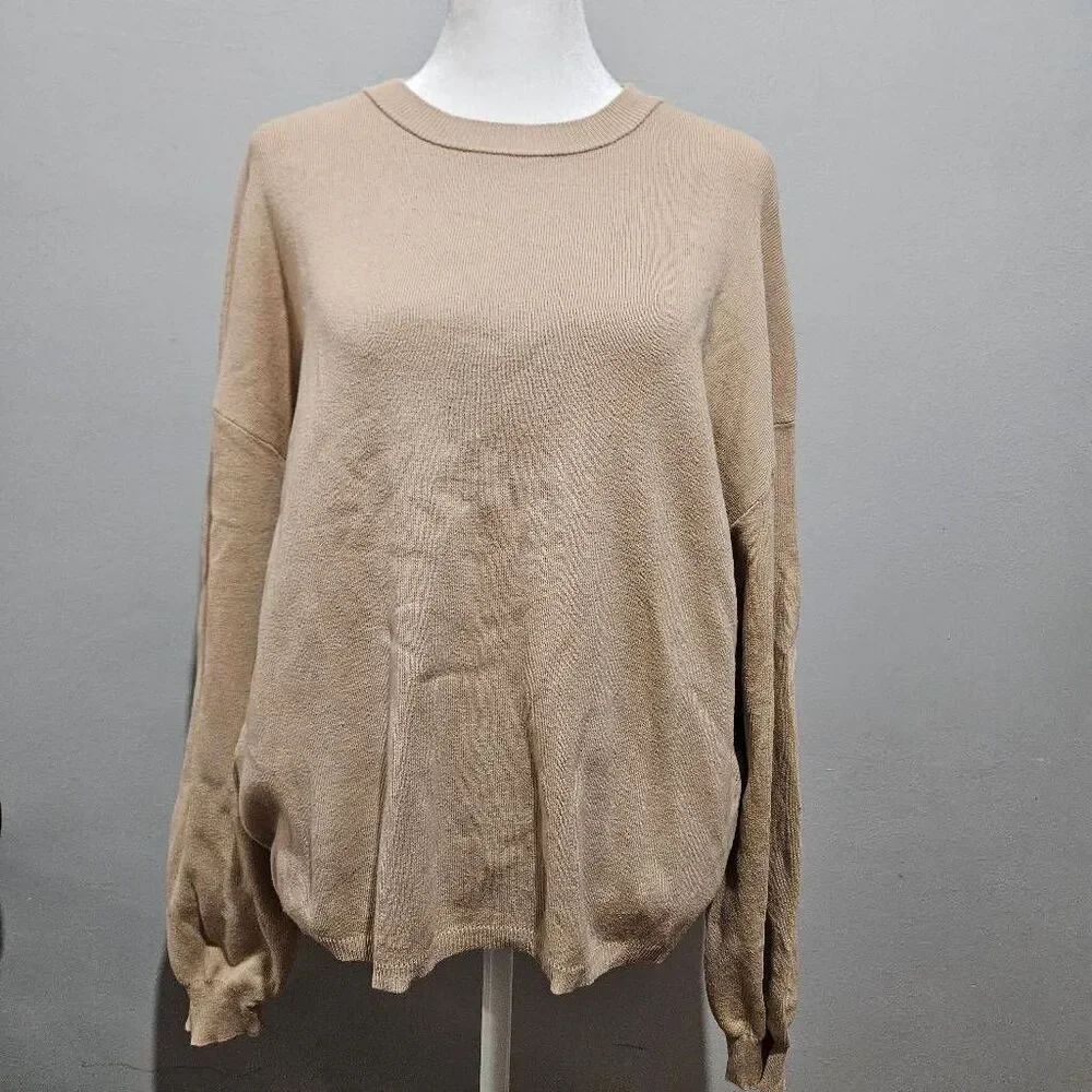 Arach&Cloz Women's Wool Blend Oversized Crewneck Fall Casual Sweater Size L - Picture 2 of 8